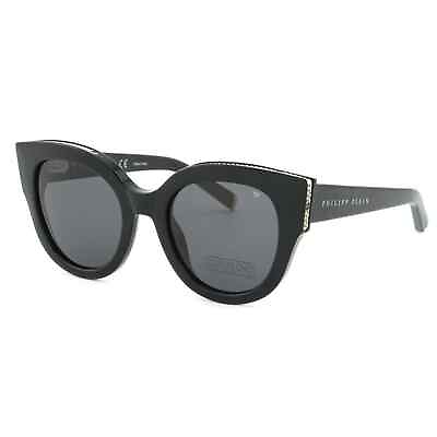 #ad Philipp Plein Women Sunglasses Cat Eye Oversized Black Frame SPP026S 0700 53mm