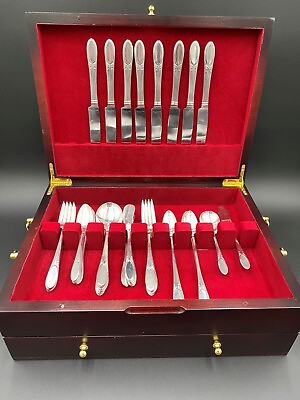 #ad National Silver Co. Vintage Three Silverplate 1936 51 Piece Place Setting