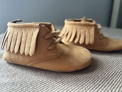 #ad baby GAP SUEDE MOCCASINS Desert Camel Color Size 12 18 Month NWOT Brand New