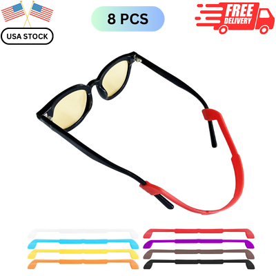 #ad 8 Pcs Non Slip Silicone Glasses Strap with Elastic Soft for Glasses from Falling