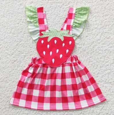 #ad NEW Boutique Strawberry Girls Sleeveless Ruffle Dress