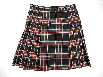 #ad Girls R K Red Plaid Kilt Wrap A Round Knife Pleat Uniform Skirt Regamp;1 2 Sz 5 12