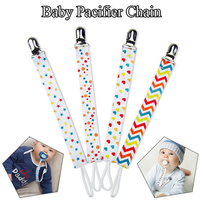 #ad 4PCS Lot Dummy Clip Baby Girl Boy Soother Chain Holder Strap Pacifier Baby Care