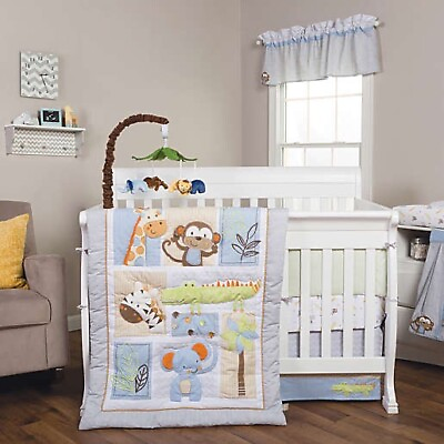 #ad Trend Lab Jungle Fun 6 Piece Crib Bedding Set Reversible Quilt NEW