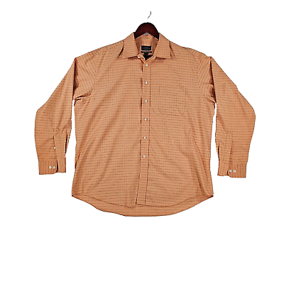 #ad Club Room Mens Dress Shirt IRON FREE Orange Long Sleeve Button Down 17.5 34 35