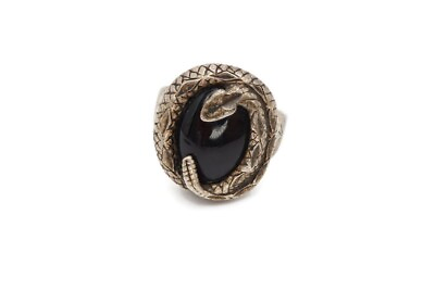 #ad Vintage Carolyn Pollack Sterling Silver 925 Black Onyx Rattlesnake Ring Sz 9.5