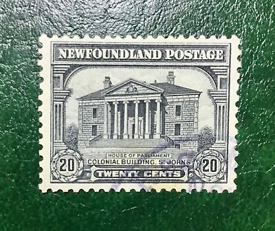 #ad Newfoundland Scott 157 20c Grey Black Colonial Pictorial FVF Used 1928 Scarce