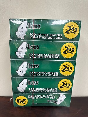 #ad 4 Aces MENTHOL KING Size RYO Cigarette Tubes 200ct Box 5 Boxes