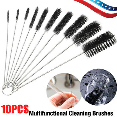 #ad 10Pcs Nylon Straw Cleaners Cleaning Brush Drinking Pipe Cleaners Stainless Steel