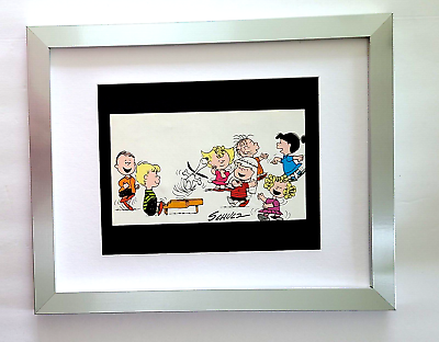 #ad CHARLES SCHULZ Signed Christmas 1968 Peanuts SNOOPY Cartoon New Frame BUY