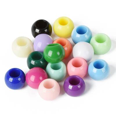 #ad 50pcs 10mm Round Opaque Acrylic Plastic Big Hole Loose Beads for Jewelry Making $2.59