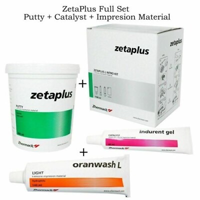 #ad Dental Zhermack Zetaplus Impression Putty 900ml Oranwash 140ml Catalyst Gel 60ml