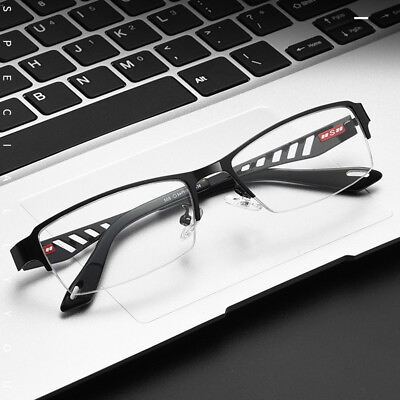 #ad Mens Business Rectangle Eyeglass Frames Alloy Half Frame Glasses Frame Rx able K