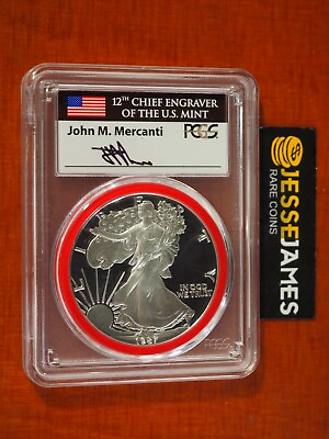 #ad 1987 S PROOF SILVER EAGLE PCGS PR70 DCAM MERCANTI SIGNED MINT ENGRAVER SERIES