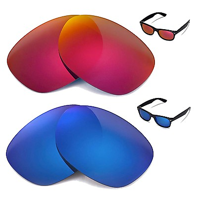 #ad New WL Polarized Fire Red Ice Blue Lenses For Ray Ban Wayfarer RB2132 52mm
