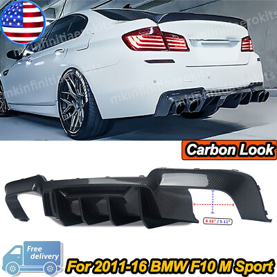 #ad Rear Diffuser Bumper Lip For 2012 16 BMW F10 M5 M Sport Carbon Fiber Look ABS