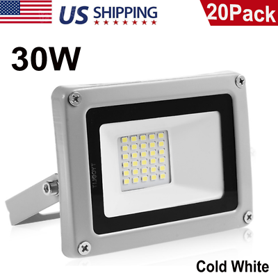 #ad 20X 30W LED Flood Light Cool White SuperBright Outdoor Security Work Lamp DC 12V