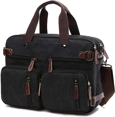 #ad CROCOD Convertible Laptop Backpack 17.3 Inch Messenger Bag Inch Black