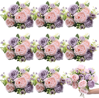 #ad Artificial Peonies Silk Flowers Boho Fake Flowers Faux Flower Arrangements 8 Bun