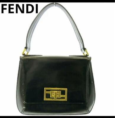 #ad FENDI shoulder bag leather FF logo turnlock from Japan black gold hardware