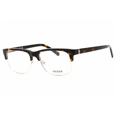 #ad Guess Men#x27;s Eyeglasses Clear Demo Lens Dark Havana Rectangular Frame GU50081 052