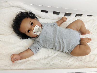 #ad Angelbaby Lifelike African American Reborn Baby Doll Boy Black 20 inch Real Lif