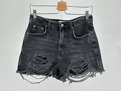#ad Topshop Shorts Distressed Mom Jean Washed Black Womens Sz 6 NEW NWOT N155