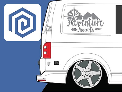 #ad 2x Adventure Awaits Vinyl Decal For Camper Van Caravan Motorhome Sticker Graphic