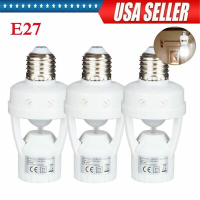 #ad Motion Sensor Socket Dimmable Light Lamp Bulb Adapter Holder For E27 Base US