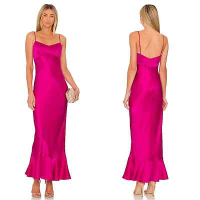 #ad NWT SALONI Berry Pink Mimi Silk Maxi Dress Size 0