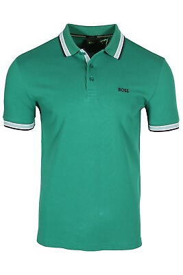 #ad HUGO BOSS Paddy Men’s Cotton Polo Shirt With Logo in Dark Green 50468983 309
