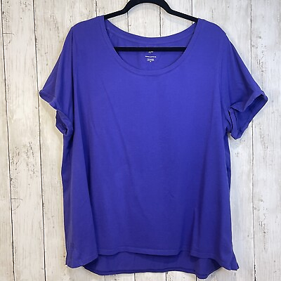 #ad J Jill Shirt Everyday Cotton Tee Purple Short Sleeve Scoop Neck Casual SIze 2X