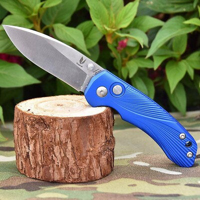 #ad Tangram EDC Folding Knife Blue Aluminum Handle ACUTO440 Blade TG3003A2