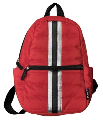#ad TWIG amp; ARROW Backpack Tote Red Black amp; Silver Bold Stripe Y2K Skater Bag NWOT