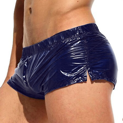 #ad Mens Shorts Fitness Trunks Beach Clubwear Glossy Short Pants Sexy Boxer Shorts