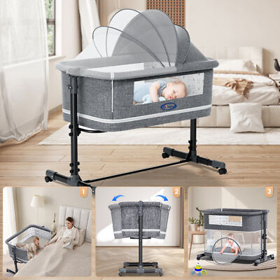 #ad Baby Bedside Sleeper Bassinet Bed: 3 in 1 Portable Crib for Newborns Side Sleep
