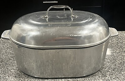 #ad Chef#x27;s Design Model 1165 13.5 QT Oval Roaster Pan Pot Aluminum Nice Condition