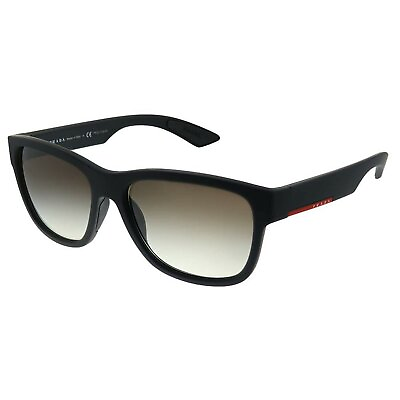 #ad Prada Lifestyle PS 03QS DG00A7 Black Rubber Plastic Rectangle Sunglasses Grey...