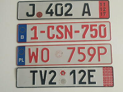 #ad License Plate Set 4 Poland Germany Belgium Czech Republic Original Auto Plate
