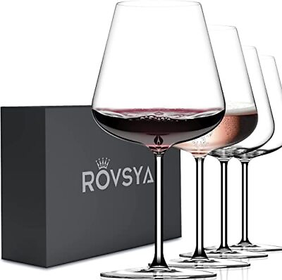 #ad Red Wine Glasses Set of 4 28oz Large Wine Glasses Hand Blown Crystal Clearer...