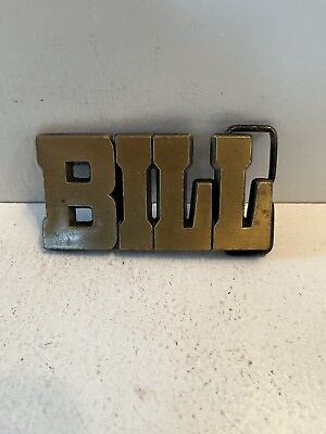 #ad 1980’s Vintage Brass Colored Belt Buckle Bill Name