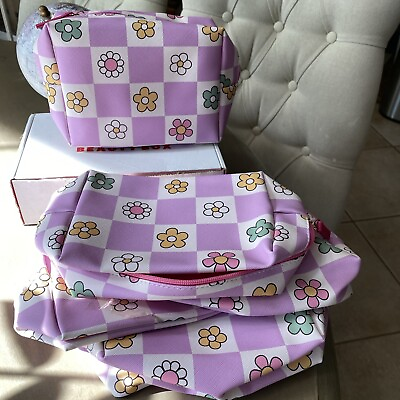 #ad 5 Bags Ulta Beauty Flower Purple zipper makeup cosmetic bag only