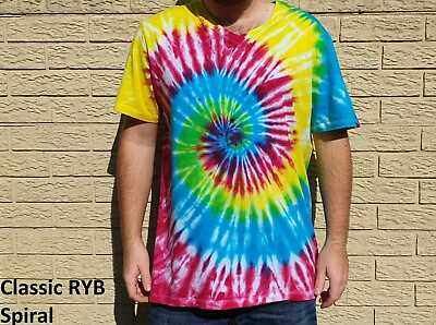 #ad 1960#x27;s classic hippie adult unisex tie dye T Shirts colourful shirt