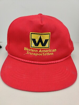 #ad Vtg Western American Transport Freight Trucker Hat Snapback Cap Vintage