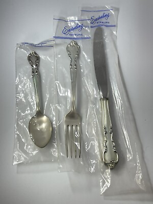 #ad Vintage 3 Piece Easterling American Classic Sterling Silver Knife Fork Spoon