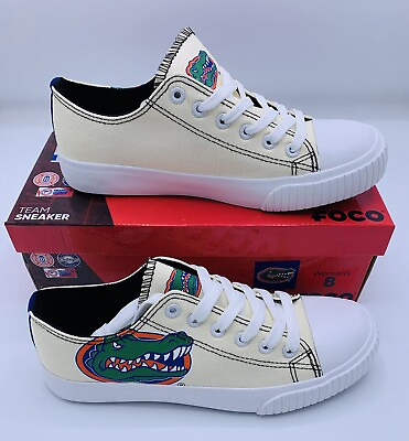 #ad Florida Gators Womens Canvas Gold and White Team Sneaker Gator Logo Size:8 foco