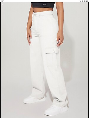 #ad White Cargo Pants