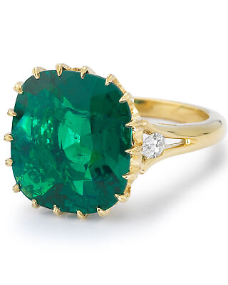 #ad Edwardian 5Ct Lab Created Cushion Cut Emerald Halo Ring 14K Yellow Gold Finish