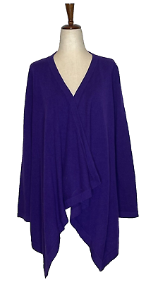 #ad Magaschoni Cashmere Open Cardigan Cascade Waterfall Lightweight Sweater Purple S