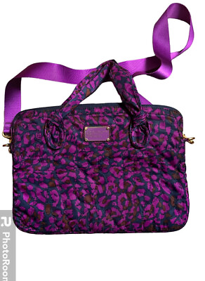 #ad MARC Marc Jacobs purple blue Nylon Stitch Detail Laptop Crossbody Bag